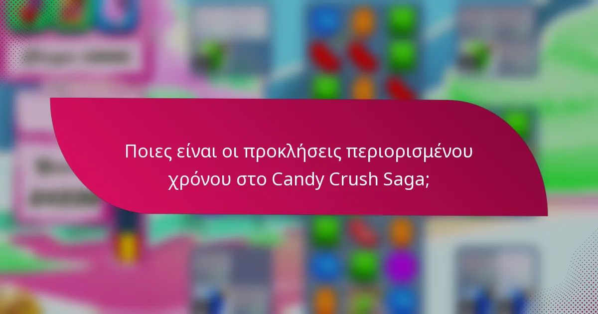 Ποιες είναι οι προκλήσεις περιορισμένου χρόνου στο Candy Crush Saga;