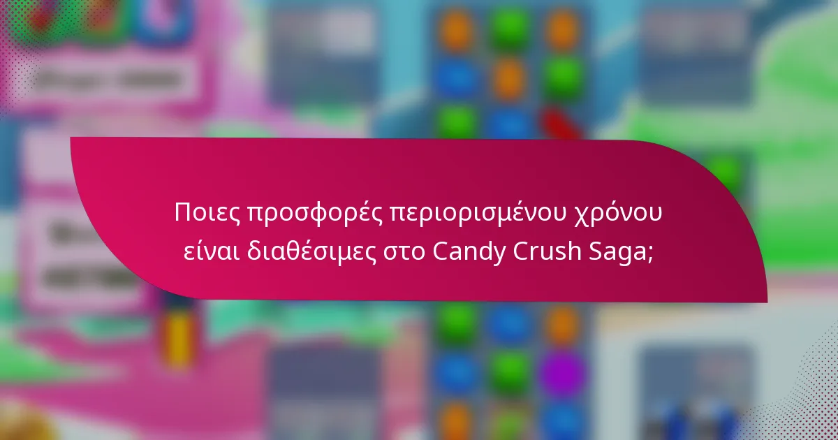 Ποιες προσφορές περιορισμένου χρόνου είναι διαθέσιμες στο Candy Crush Saga;